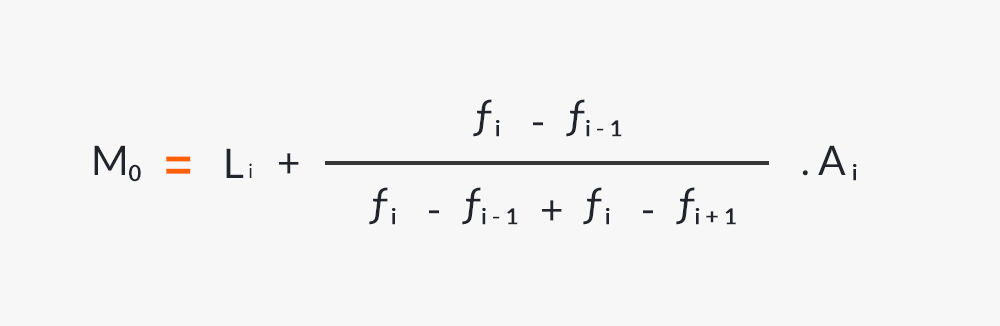 Fórmula para calcular la moda estadística.